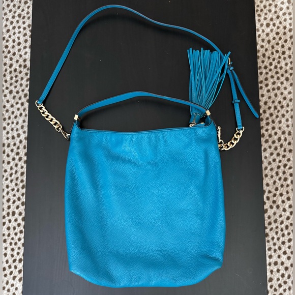 Michael Kors Large Turqoise Blue Weston Tassel Pebbled
Shoulder Bag - Picture 4 of 6
